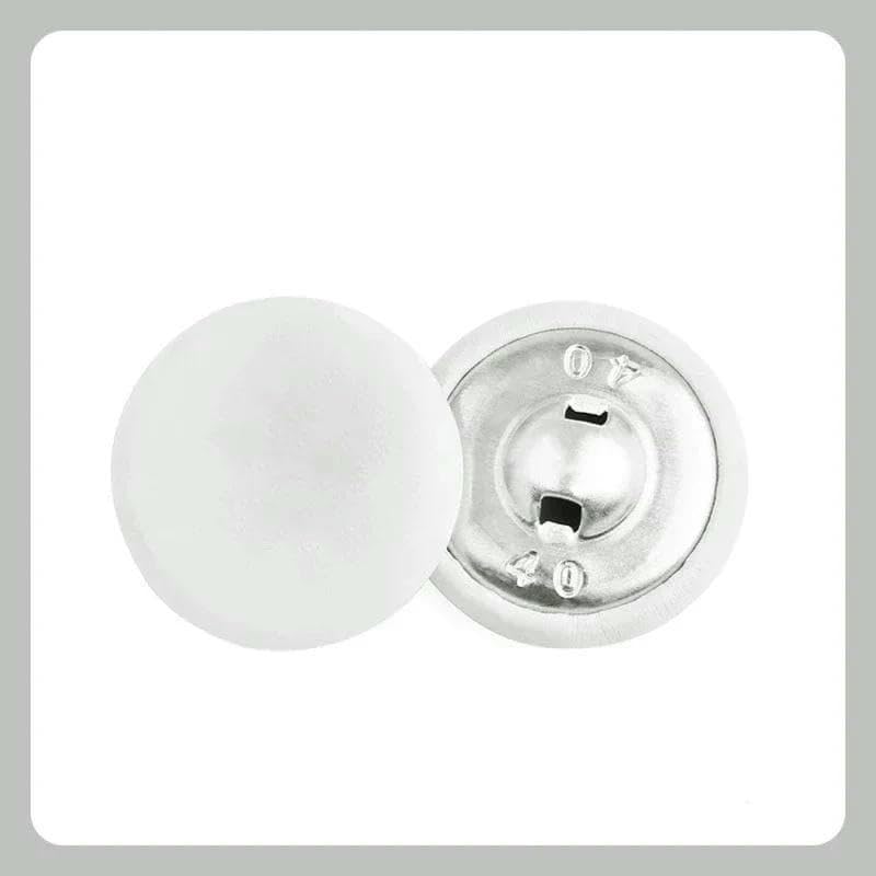 50 pezzi 11-28mm bottoni rivestiti in pelle per giacca cappotto fibbia decorativa bottoni rotondi con gambo vestiti chiusura accessorio cucito-bianco-28mm