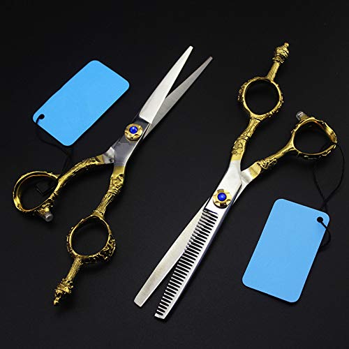 Professional 6-Inch Japanese 440C Crown Hair Cutting Scissors Set - Barber Haircut, Salon Thinning Shears, and Hairdressing Scissors