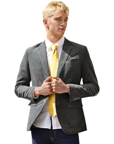 Mens' Suit Corduroy Blazer Jacket with Elbow Patch Notched Lapel Casual Vintage Slim Fit Tuxedo Wedding Party Prom