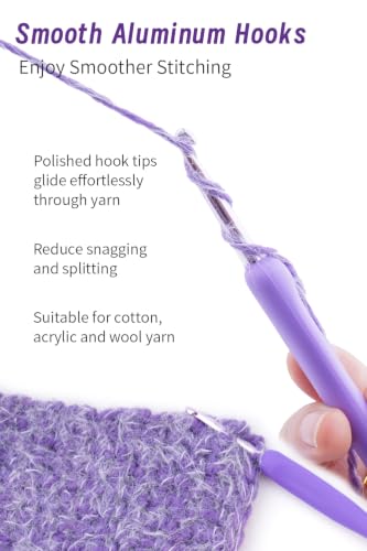 Image of Mdoker 30pcs Crochet Hook Set Purple Gradient Crochet Hooks Ergonomic Grip | Arthritis Friendly,Crochet Needles Set with Knitting & Crochet Supplies,Ideal Gift for Crocheting Beginner Lover,2.0mm-6.0mm