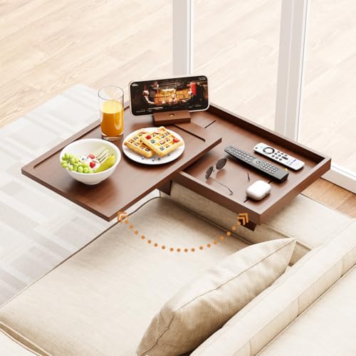 TV Tray Snack Table Sofa Table with 360° Rotation Drawer Storage Adjustable Legs 4.33 to 8.66in for Couch Laptop Desk Bamboo Stable Non-Slip TV Dinner Tray Table Gift for Living Room Home Office