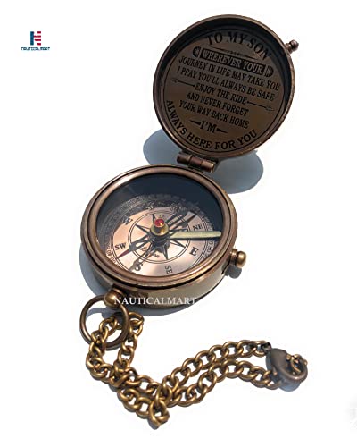 Brújula de latón antigua con estuche miniatura 5