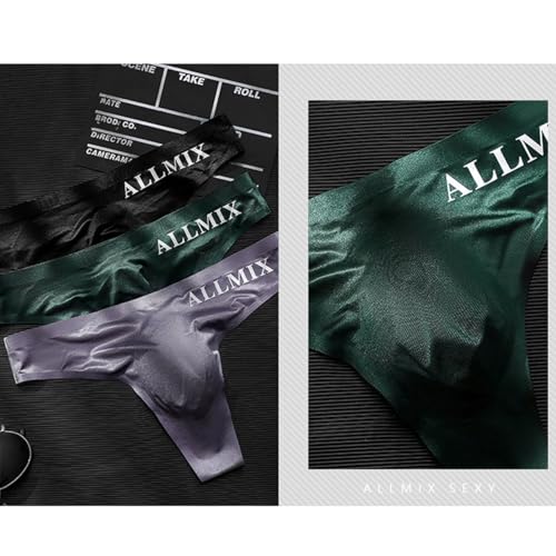 3Pcs Ice Silk Sexy Thong For Men Underwear Breathable QuickDry Seamless T-back for Sports & Home Wear3