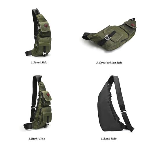 Image of NICGID Sling Bag Chest Shoulder Backpack Crossbody Bags Casual Daypack for Men Women, Army Green-2, Small, Travel