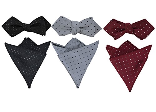 Gravata borboleta masculina com bolso quadrado para smoking conjunto de 3, gravata borboleta com len