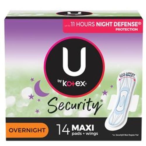 Kotex Overnight Pads Maxi Pads with Wings - 14 Ea/Pack, 12 Pack