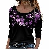 Damen Oberteile Tshirt Langarmshirt Freizeit Sexy T-Shirt Basic Pullover Longshirt Rundhalsausschnitt Sweatshirts Einfarbige Tees Black XXL