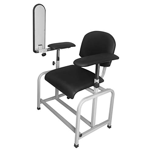 Helsevesen Comfortable Padded Blood Drawing Chair, Lab Phlebotomy Chair with Adjustable Armrest (Black) - Thumbnail 3