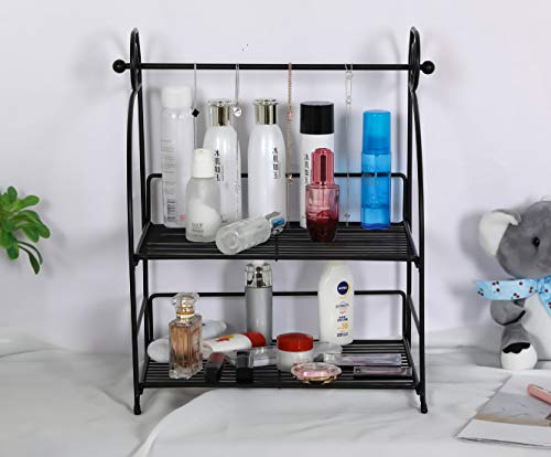 Tqvai 2 Tier Spice Rack Organizer Kitchen Bathroom Countertop Organizer With Paper Roll Holder, Black #TOP6