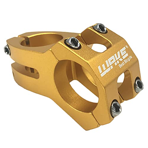 Wake High-Strength 31.8mm Aluminum Alloy Mountain MTB Bike Stem Riser 45mm Short Handlebar Stem for Most Bicycle, Road Bike, BMX, MTB Downhill (Gold)
