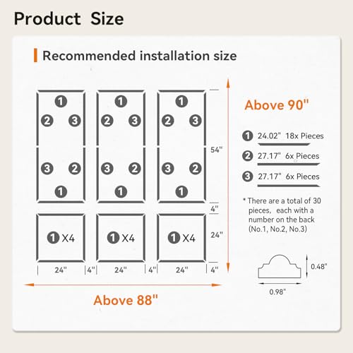 Image of Upick Peel and Stick Wainscoting Pre-Cut Wall Molding Kit, 24 inchx54 inch, 6-Frame