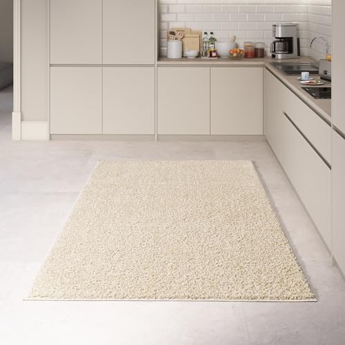 homeart Area Rug - Super Soft Shaggy Rugs For The Living Rooms, Bedrooms And Kitchen - Modern, Easy To Clean Carpet - 140x200 cm, Beige Light