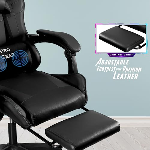Image of Casa Copenhagen Designed in Denmark,High-Back Italian Leather Gaming Ergonomic Chair with Advanced Mechanism & Electric Back Massager, Memory Foam Seating & Multi Function Arm-Rest - Black & Black