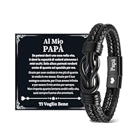 VU100 Regalo per Papà Festa del Papà Bracciale per Papà Festa del Papa Idee Regalo Ti Voglio Bene Papà Bracciale in pelle da Uomo Regalo di Natale e di Compleanno per Papà Lui