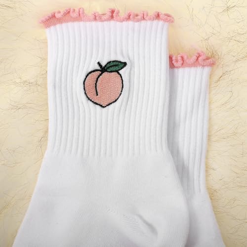 Image of Jeyiour Summer Cute Pilates Socks Women Bow Nonslip Ruffle Yoga Socks with Grip Barre Pilates Gift for Work Dance Fitness