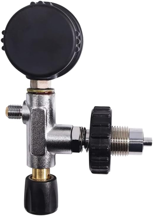 TUXING 5000PSI High Pressure PCP Paintball Fill Station & Valve Guage with 7/16-20UNF End Compressor Filling Valve for Scuba Tank,Diving Tank