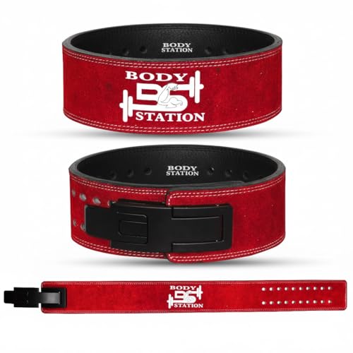 Image of Suede Leather Weight Lifting Belt for Men & Women | Lever Buckle Powerlifting Gym Belt for Back Support | Heavy Duty Workout Belt for Squats, Deadlifts