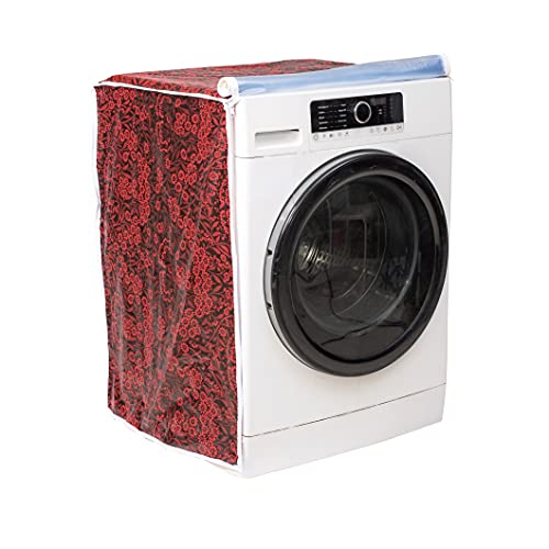 Image of Classic Front Load Washing Machine Cover Suitable for Bosch 6.5 Kg, 7 Kg, 7.5 Kg, 8 Kg, 8.5 Kg, 9 Kg (63cmsX63cmsX81cms, Red Flower, Large)