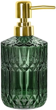 Amazon.com: Green Glass Soap Dispenser with Black Plastic Pump, 12oz ...