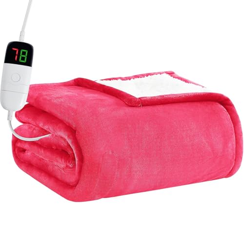 BOMOVA Heated Electric Throw Blanket - 50" x 60" Heating Blanket with 10 Heating Levels & 8 Hours Auto Off, Warm Flannel Blanket with Over-Heat Protection, for Women, ETL & FCC Certified