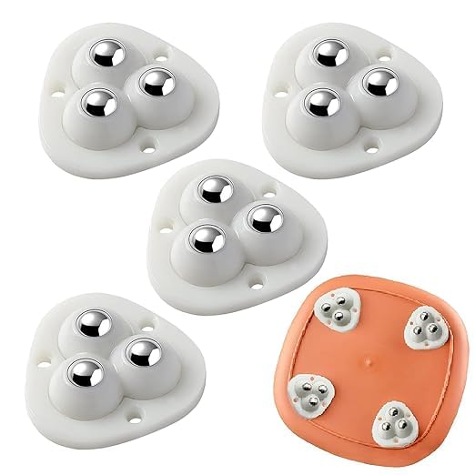 ARUP Self Adhesive Caster Wheels 360° Swivel Universal Wheel Mini Roller Ball Transfer Bearing for Small Kitchen Appliances Storage with 3 Ball Bearings, White 4 PCS