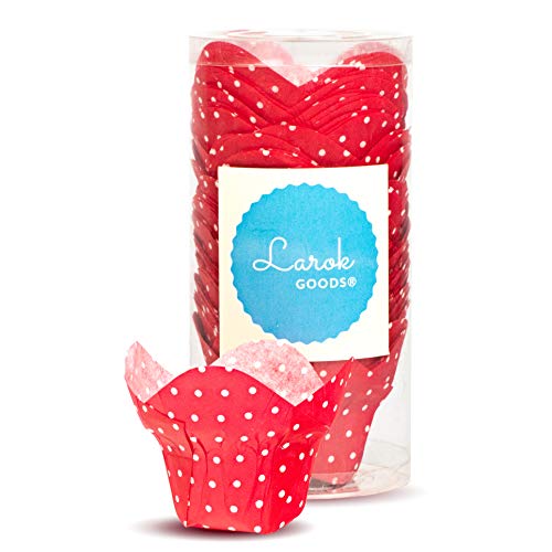Tulip Cupcake Liners Lotus Parchment Baking Cups for Muffins (100 count) (Red Polka)