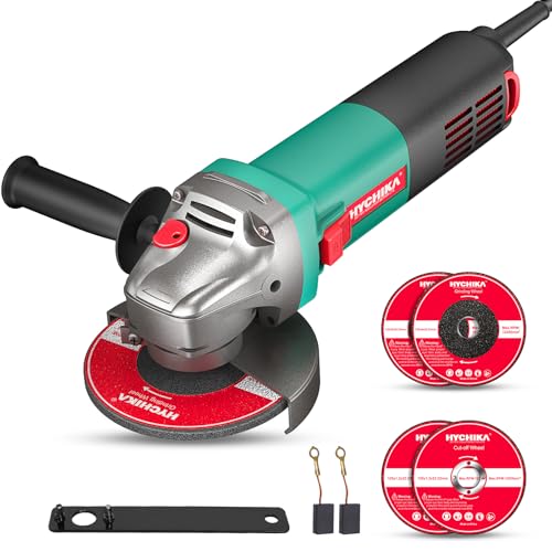 HYCHIKA Smerigliatrice Angolare, 880 W 12000 giri/min Smerigliatrice, Diametro Ruota 125 mm, con 2 Dischi Abrasivi, 2 Dischi Da Taglio, Flessibile Da Taglio, Molatura, Lucidatura