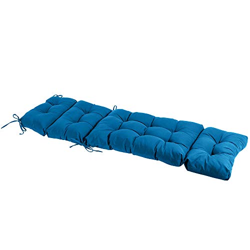 Image of QILLOWAY Outdoor Chaise Lounge Cushion 74x22x4 Inch, Waterproof Weather Resistant Replacement Pad for Patio Pool Furniture, Peacock Blue