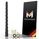 Mega Racer Black Spiral Bending Car Antenna for Trucks, Cars, SUVs - 7' Universal Fit, AM/FM Radio, Rubber Exterior, Metal Copper Base, Internal Stainless Steel Coil, Anti-Theft Design, Car Wash Safe