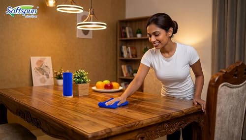 Image of SOFTSPUN Microfiber Cleaning Roll - 20 Quick Wipes, 10X Cheaper Than Paper Kitchen Roll Reusable & Lint-Free Cloth for Kitchen, Glass & Home Cleaning | 25x25 cm (Blue)