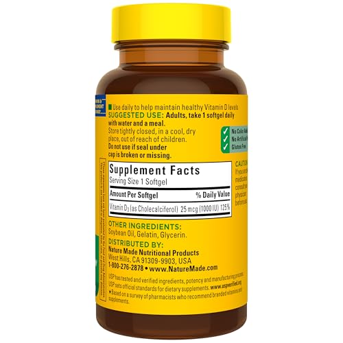 Nature Made Vitamin D3 1000 IU (25 mcg), 100 Vitamin D Softgels - image 7