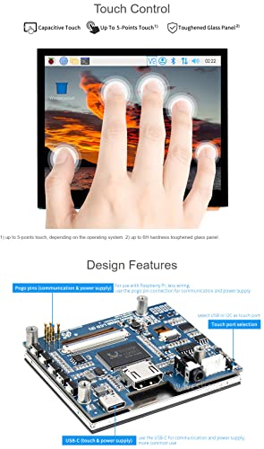 Image of waveshare 3.5inch HDMI LCD, Compatible with Raspberry Pi 5 /4B /3B /Zero /Zero W /Zero 2W /Pico /Pico W /Pico WH, Capacitive Touch IPS LCD Display, 640x480, Audio Jack