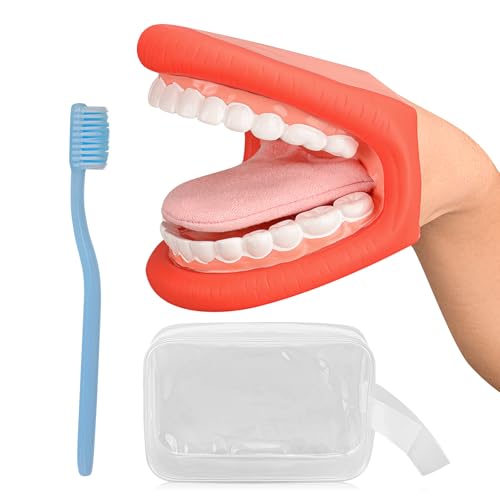 Ultrassist Mouth Hand Puppet Medium Size with Tongue for Kids Red Color, Mouth Puppet for Speech Therapy, Include Toothbrush