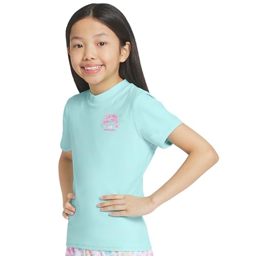 Image of Eddie Bauer Girls' Swim UPF 50+ Short Sleeve Sun Tee Rash Guard Shirt
