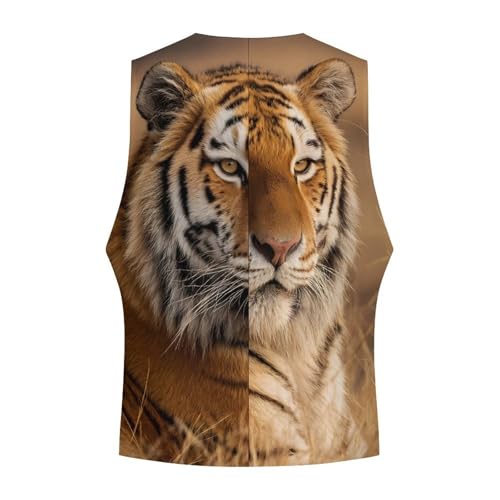 Tiger Men's Suit Vest Slim Fit Business Dress Party Pattern Waistcoat Vest Top4