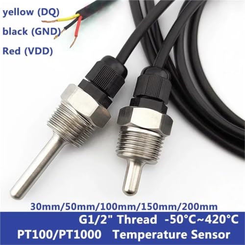 Sensor de temperatura PT1000 de platino, incluye 1 sonda con rosca G1/2 2