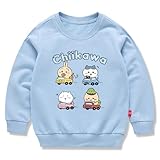 [ZLGreenTech] ちいかわ ハチワレ うさぎ 子供服 春秋 スウェット 長袖 クルーネック 男の子 女の子 綿100% キッズ 薄手 カジュアル 小学生 トップス プレゼント ライトブルー 140CM