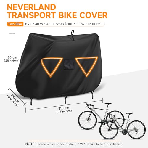 NEVERLAND Bike Cover for Transport 2 Bike 600D Waterproof with Straps - image 6