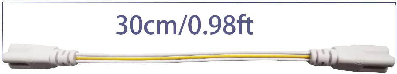 T5 T8 Tube Connector Cords, 3-pin Extension Power Cord,（10-Pack LED Female to Female Connector Cable for Integrated LED Tube Dual Connector Cable (30cm/0.98ft)