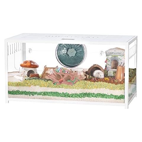 BUCATSTATE Hamster Cage Metal 2.0 - Small Animal Habitats Large Stackable with Top Access Easy Assemble 39.3L*19.7W*20.6H Inches Dwarf Syrian Hamster Tank for Gerbil Mouse (774sq inch White) Cover