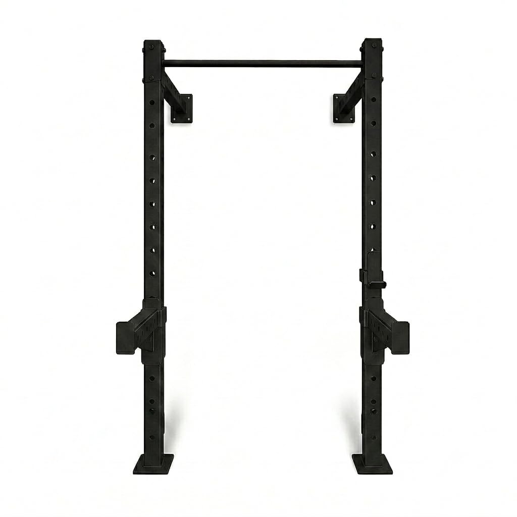 Rack Musculación Suelo y Pared | Squat Rack con Barra Dominadas Multiagarre | Acero 75x75mm | Carga 350 kg | Gimnasio en Casa