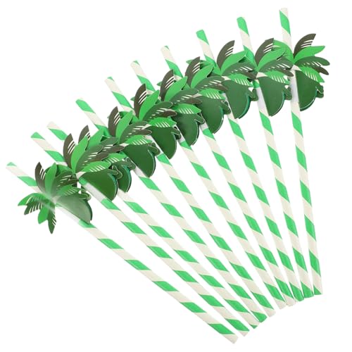 Pitillos desechables de papel verde 19.7 cm pack 50 miniatura 1