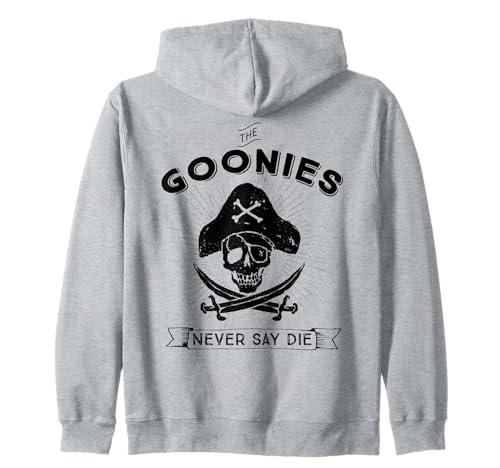 The Goonies Never Say Die Skull Pirate 80s Fun Classic Logo Zip Hoodie