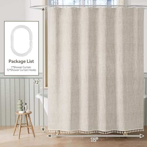 Amazerbath Linen Shower Curtains For Bathroom thumb #6