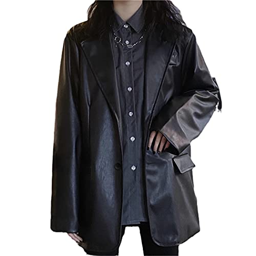Veste de moto en cuir noir style coréen marron foncé S - 2