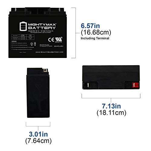 Mighty Max Battery ML18-12 - 12V 18AH New Battery for 90508011 Craftsman Black Lawn Mowers Brand Product