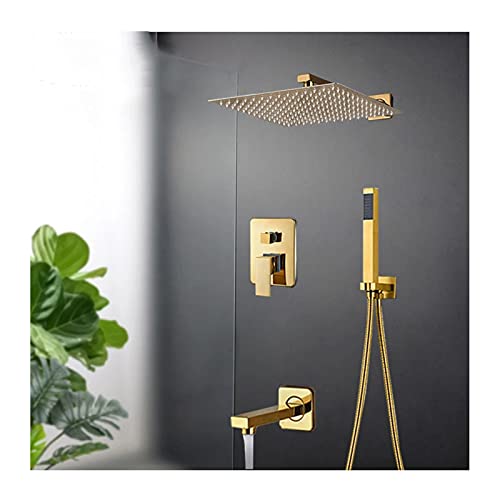 Système de douche doré de haute qualité avec mitigeur haut débit chic