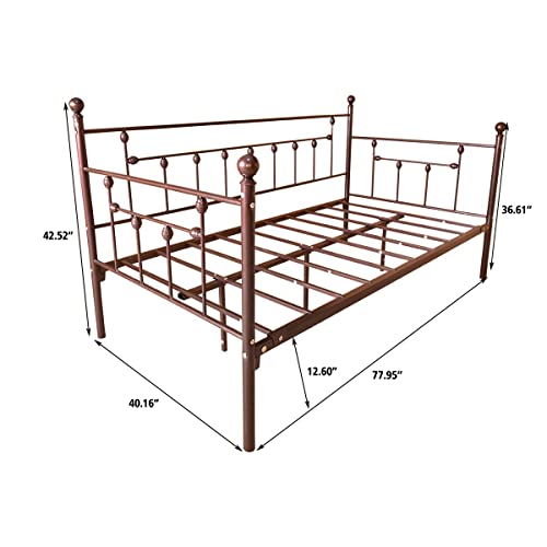 Homerecommend Metal Daybed Frame Twin Metal Slats Platform Base Box Spring Replacement Bed Sofa For Living Room Guest Room (Twin, Bronze) #TOP5