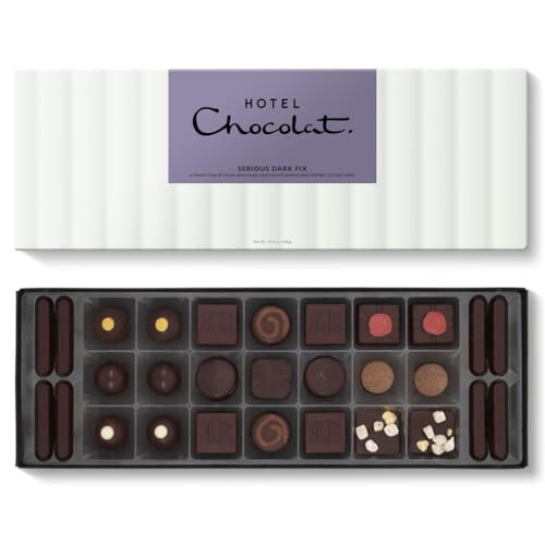 Hotel Chocolat Serious Dark Fix Sleekster - 29 High-Cacao Dark Chocolates, 305g - Suitable for Vegetarians - Chocolate Gifts For Birthday, Thank You, Congratulations, Anniversary