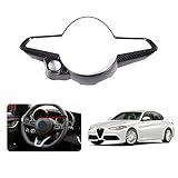 Car Steering Wheel Frame Trim Cover for Alfa Romeo Giulia/Stelvio Interior Accessories ABS Inner Decoration (Carbon Fiber Pattern)